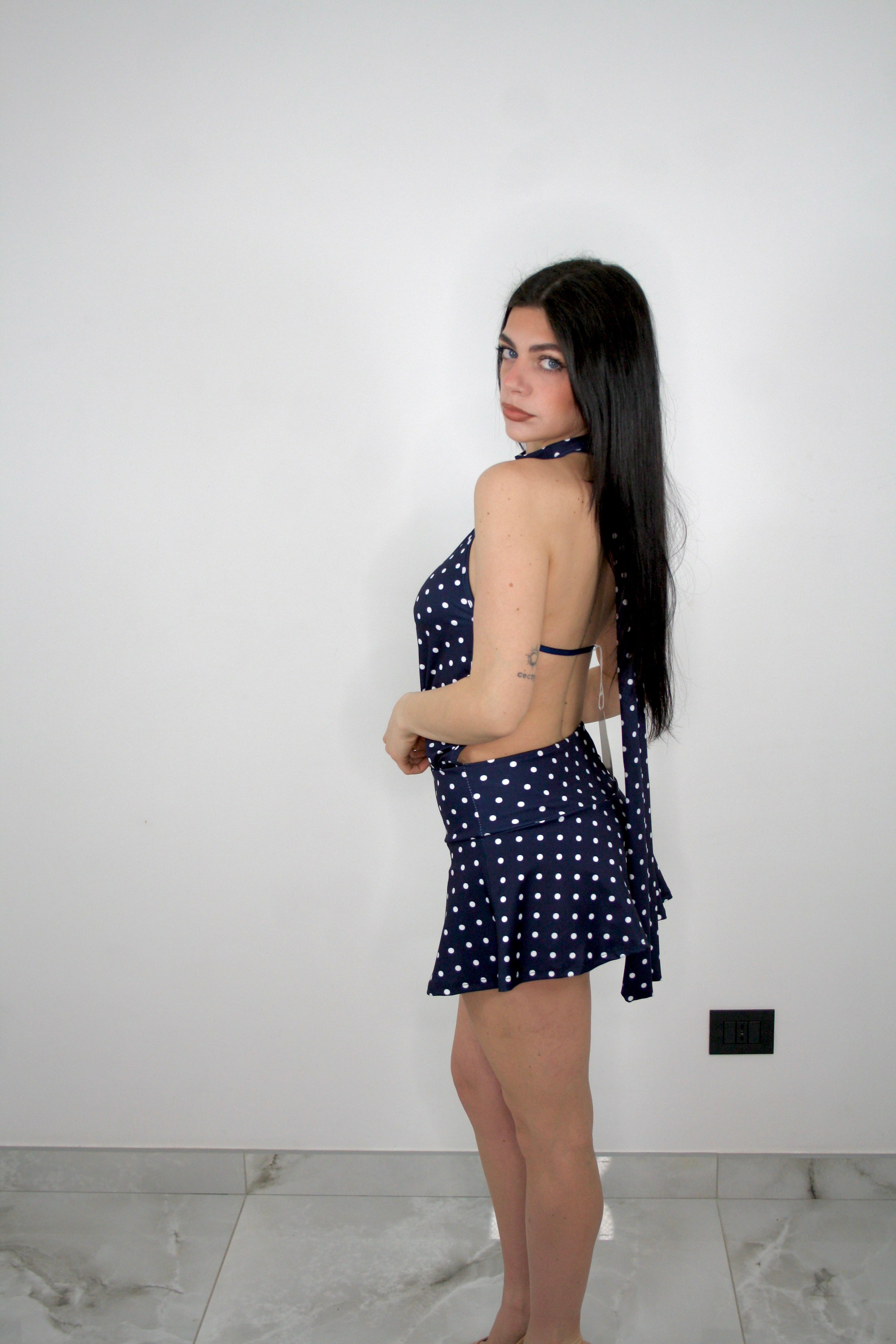 Abito corto Bijou pois con pantaloncino