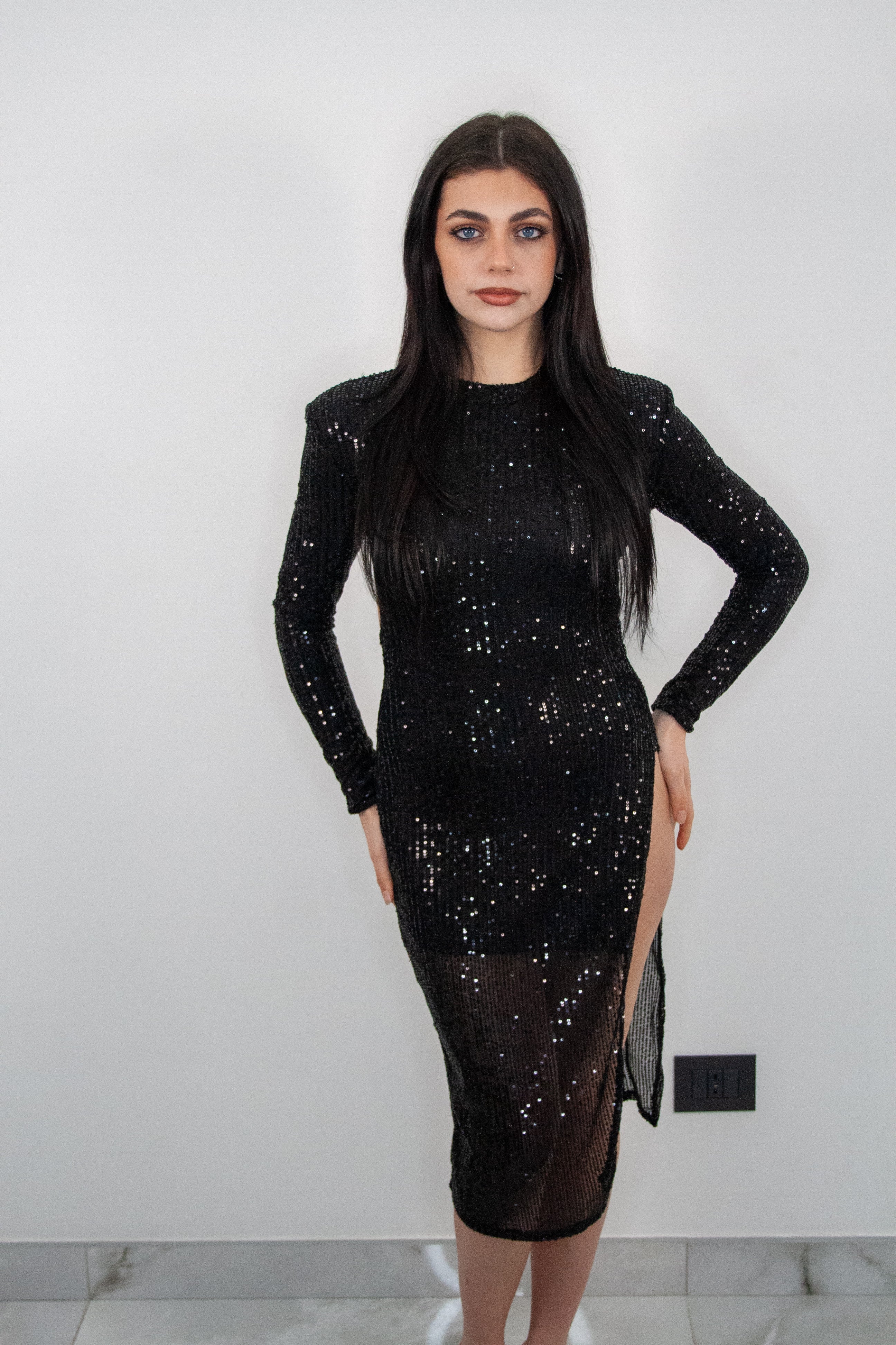 Abito Ma Chère con spacco e paillettes - Ma Chère