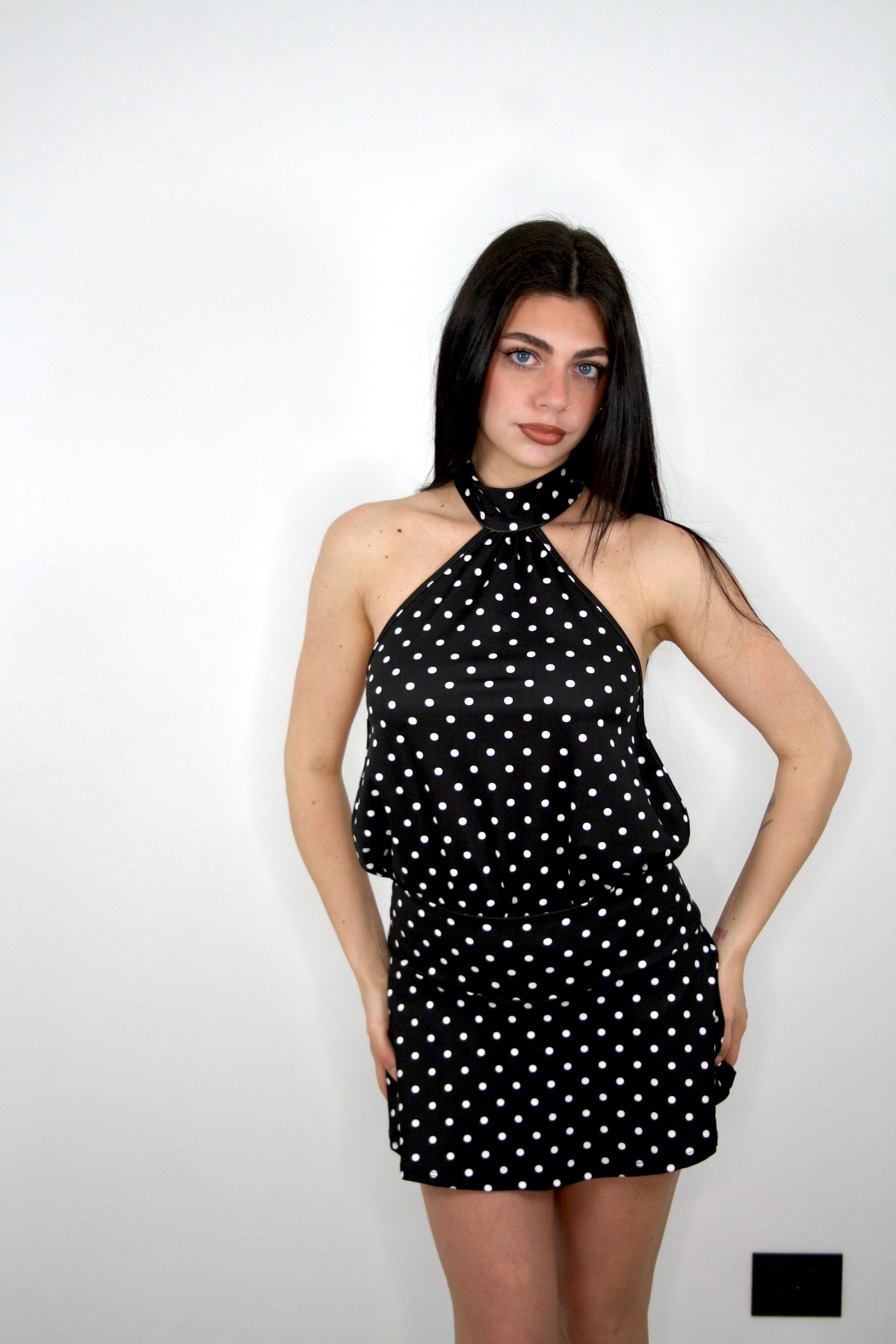 Abito corto Bijou pois con pantaloncino