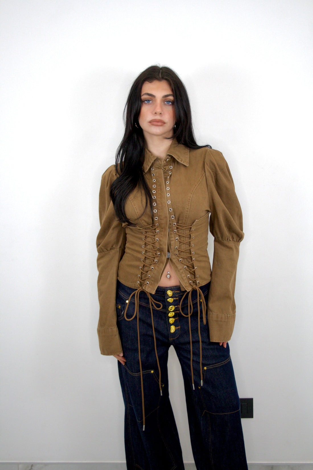 Camicia Alexis a corsetto marrone