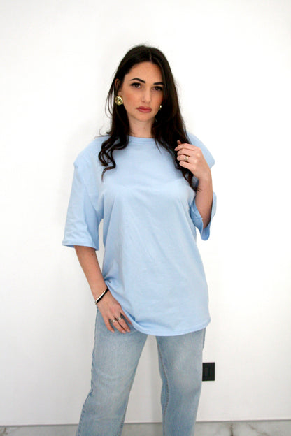 T shirt Naike con spalline preformate azzurra
