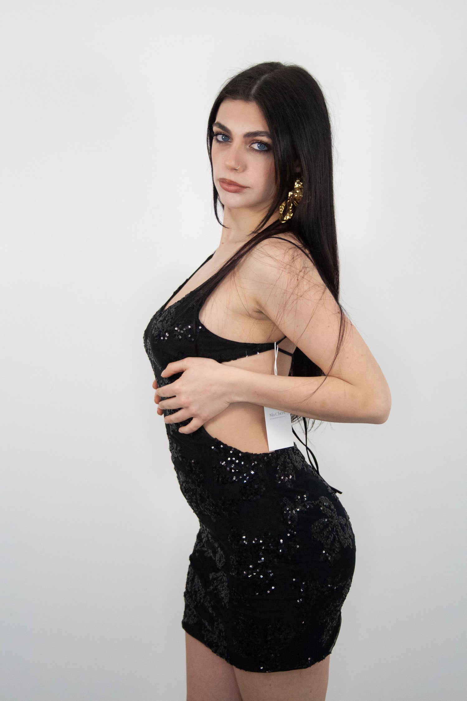 Abito corto Mightnight con paillettes - Ma Chère