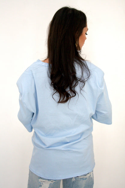 T shirt Naike con spalline preformate azzurra