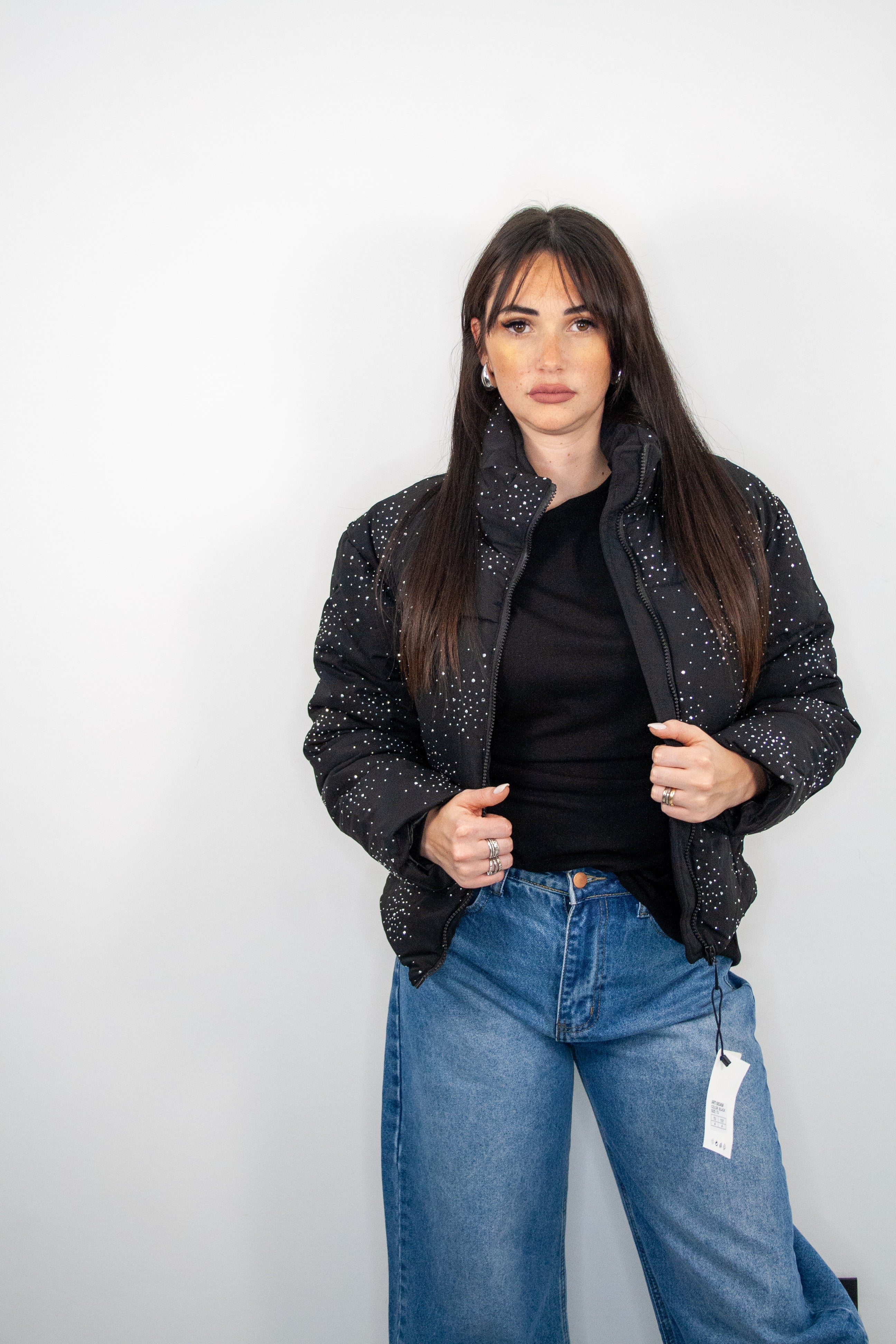 Bomber Swarovski nero