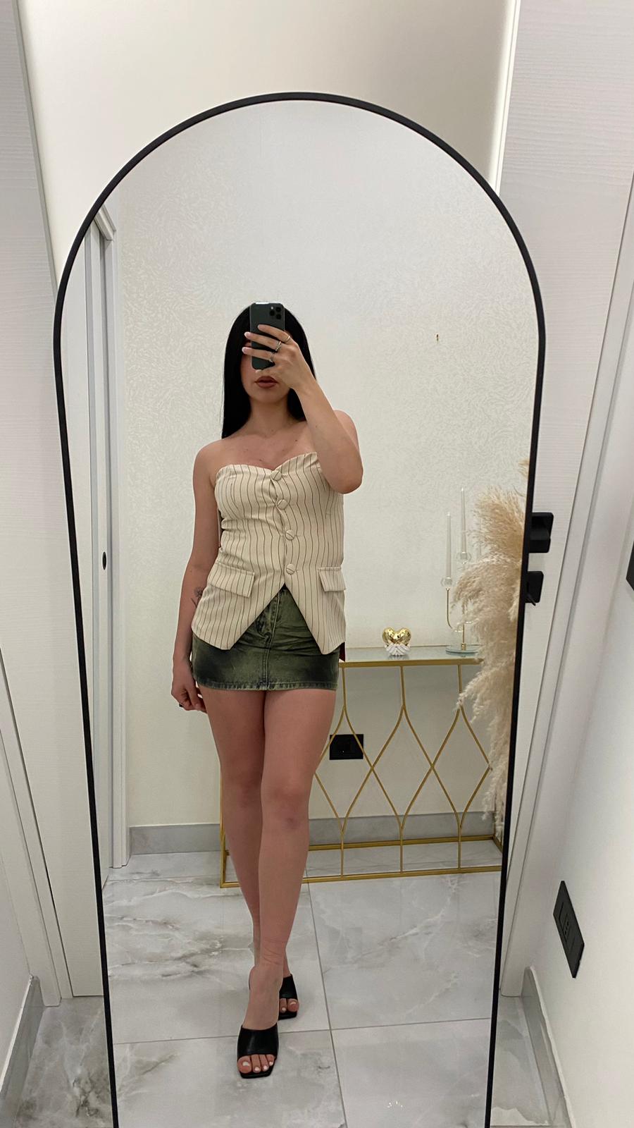 Corpetto a righe beige