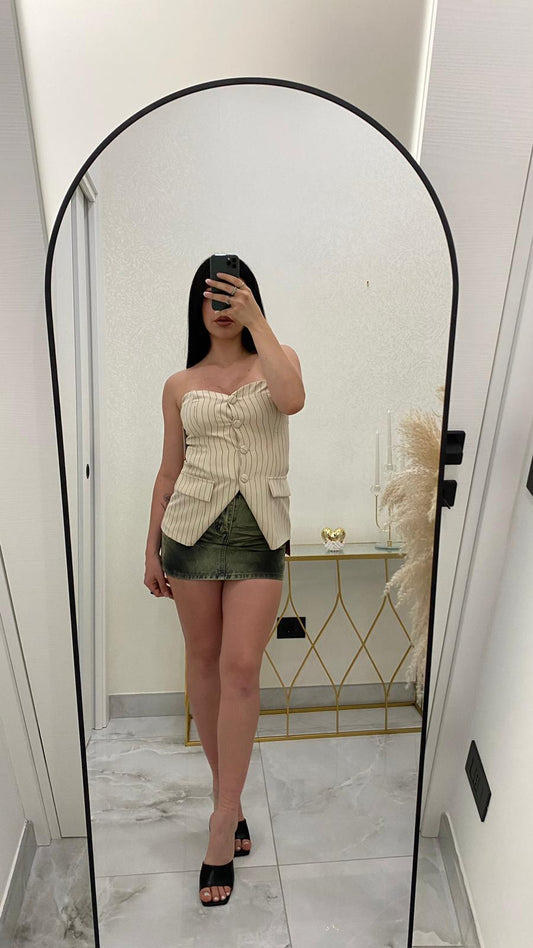 Corpetto a righe beige