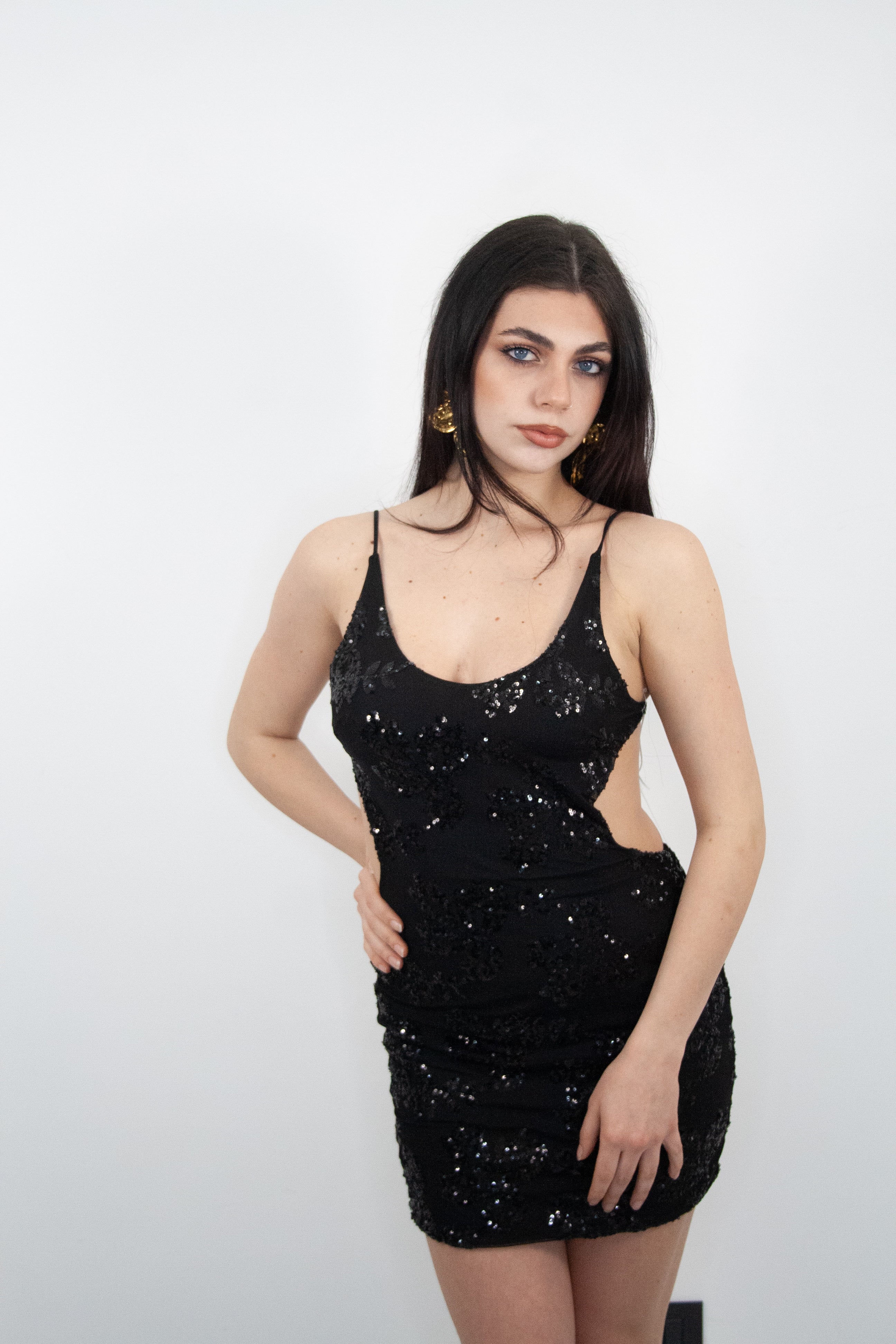 Abito corto Mightnight con paillettes - Ma Chère