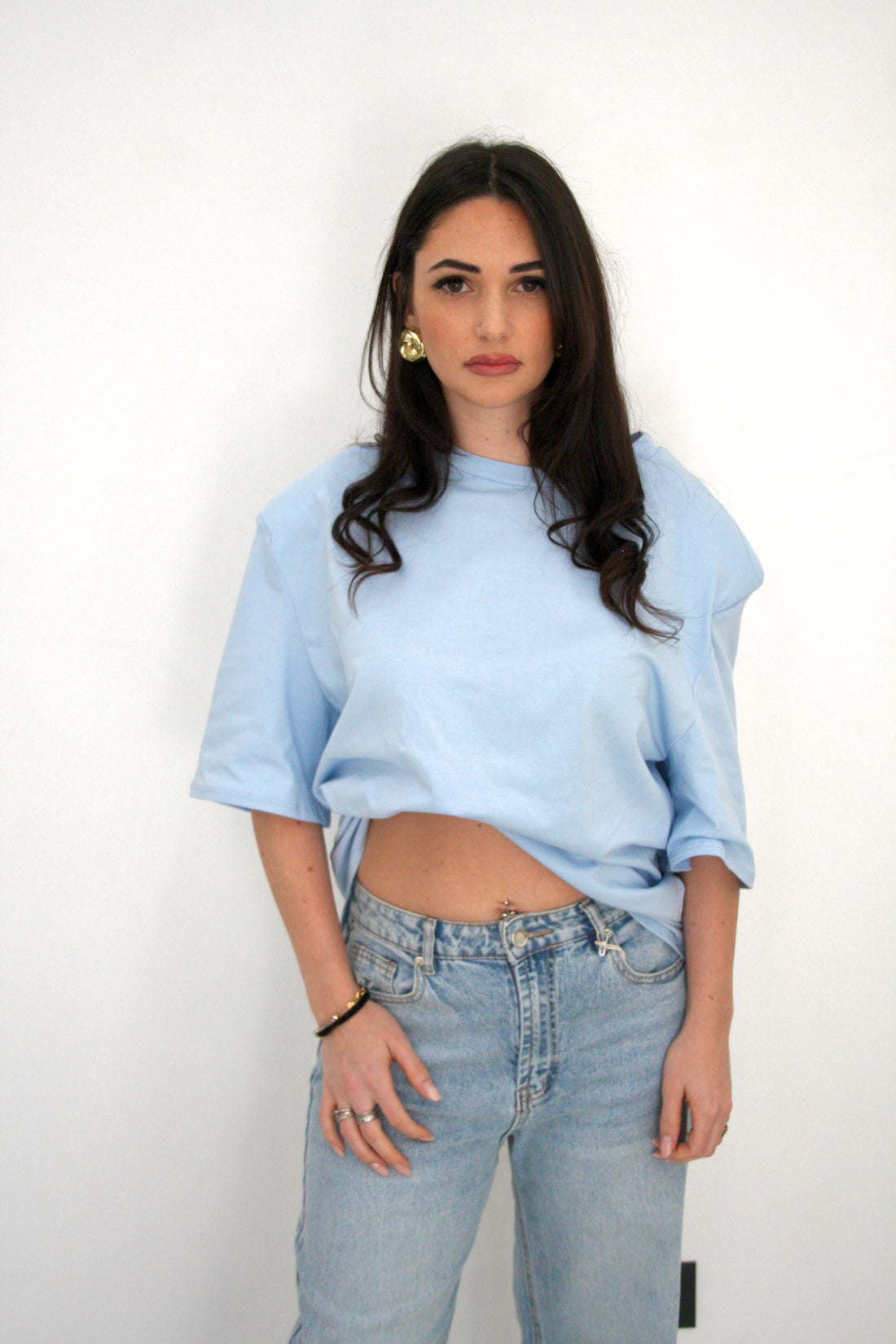 T shirt Naike con spalline preformate azzurra