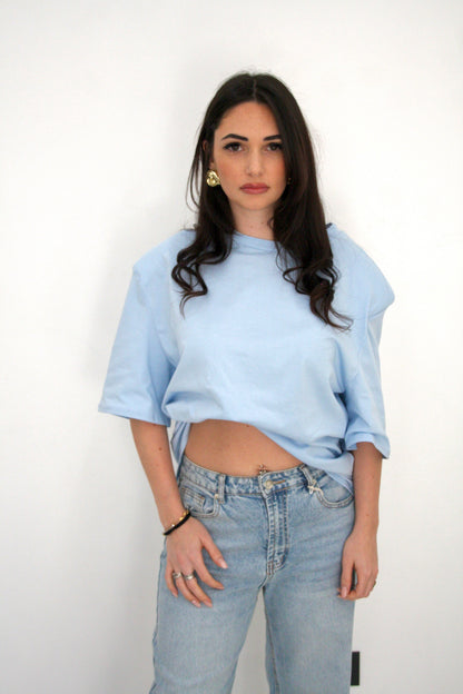 T shirt Naike con spalline preformate azzurra