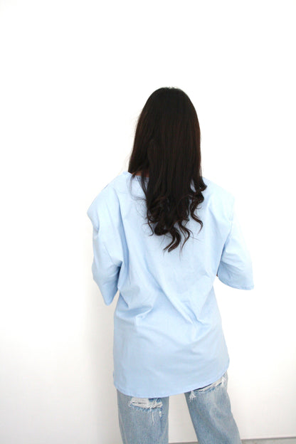 T shirt Naike con spalline preformate azzurra