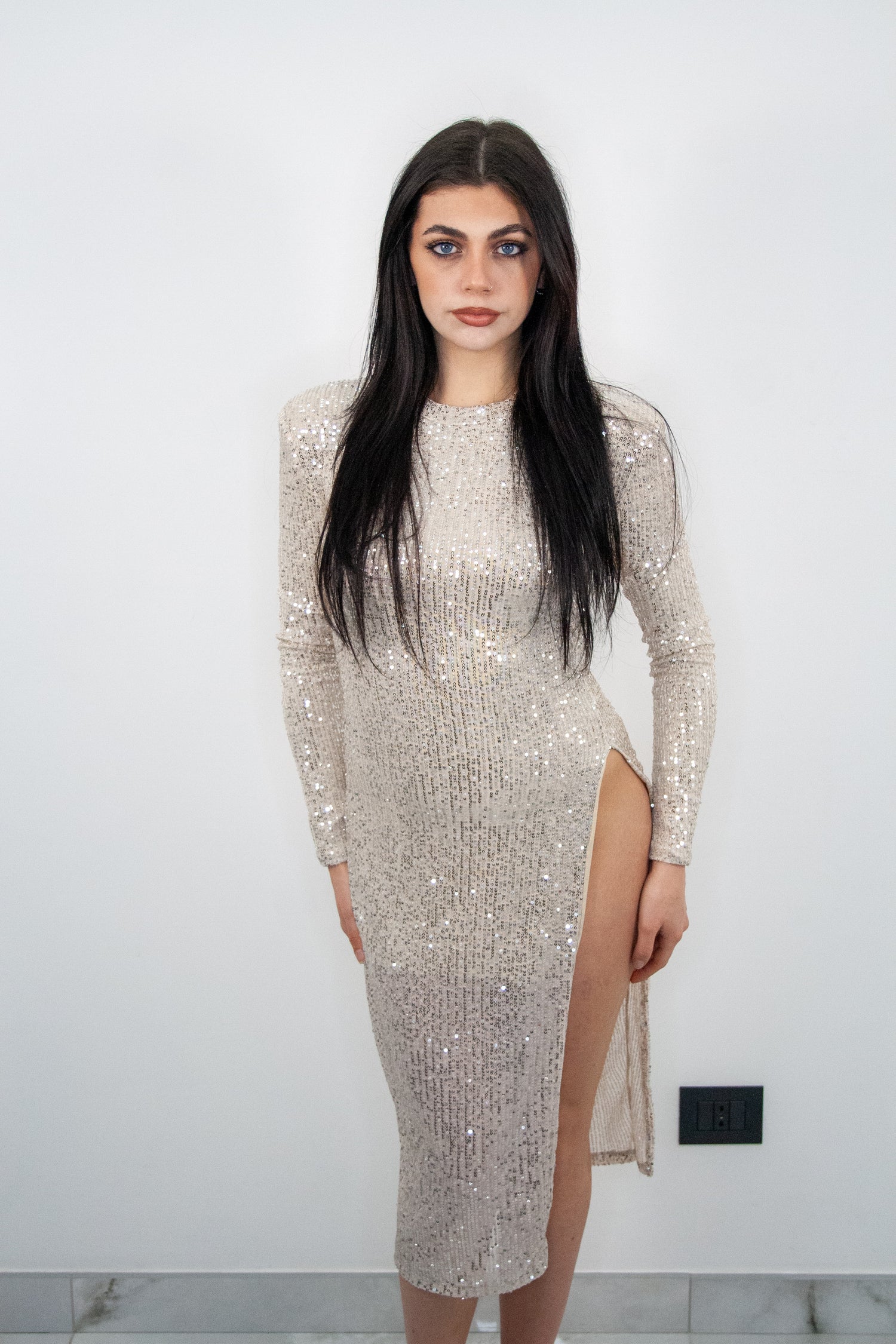 Abito Ma Chère con spacco e paillettes - Ma Chère