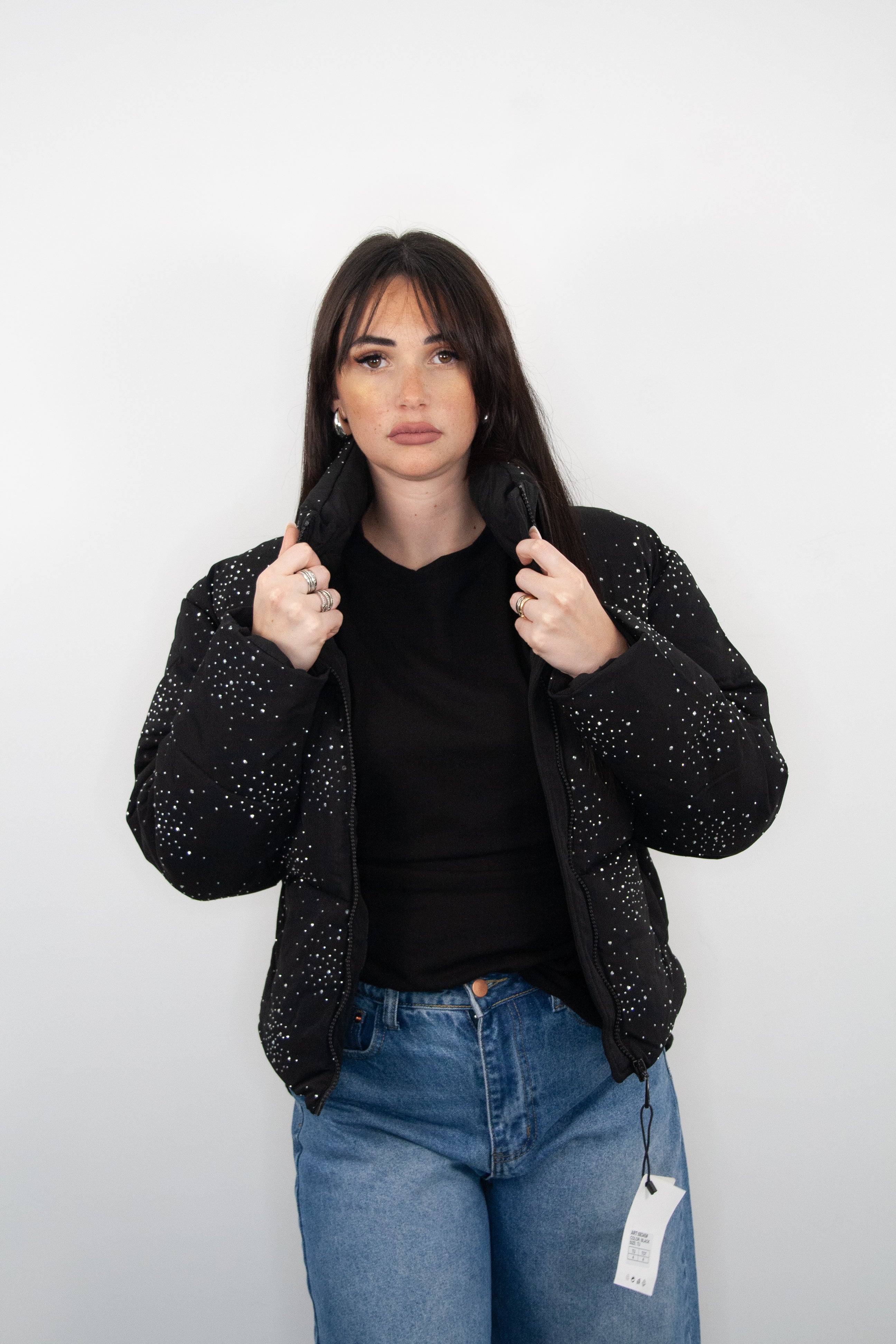 Bomber Swarovski nero