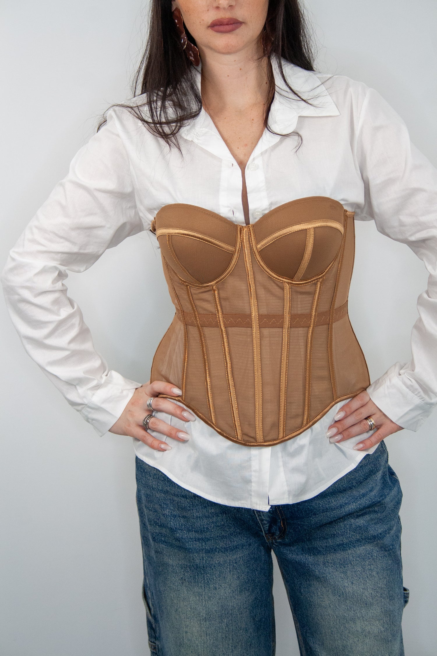 Top corsetto Camel