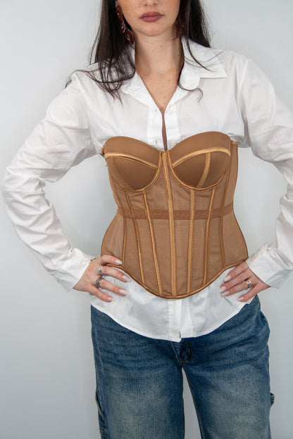 Top corsetto Camel